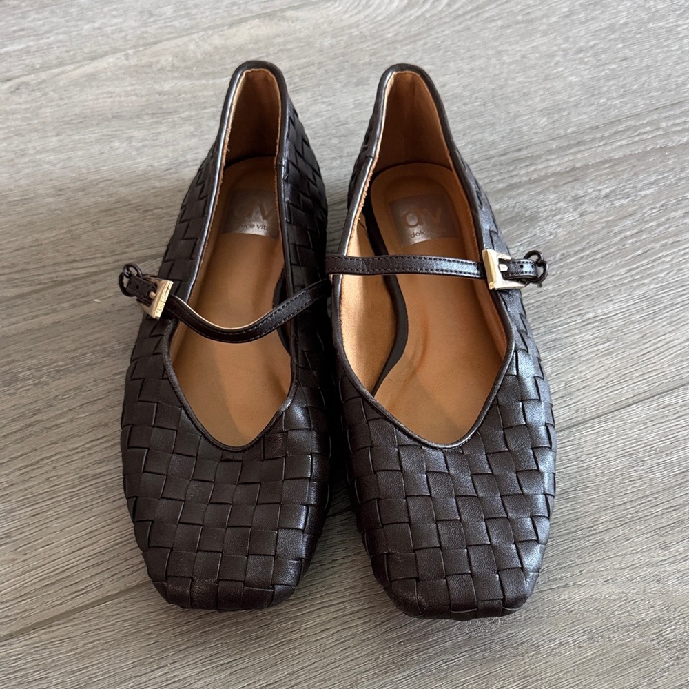 Dolce Vita Classic Woven Mary Jane Flats in Dark Brown